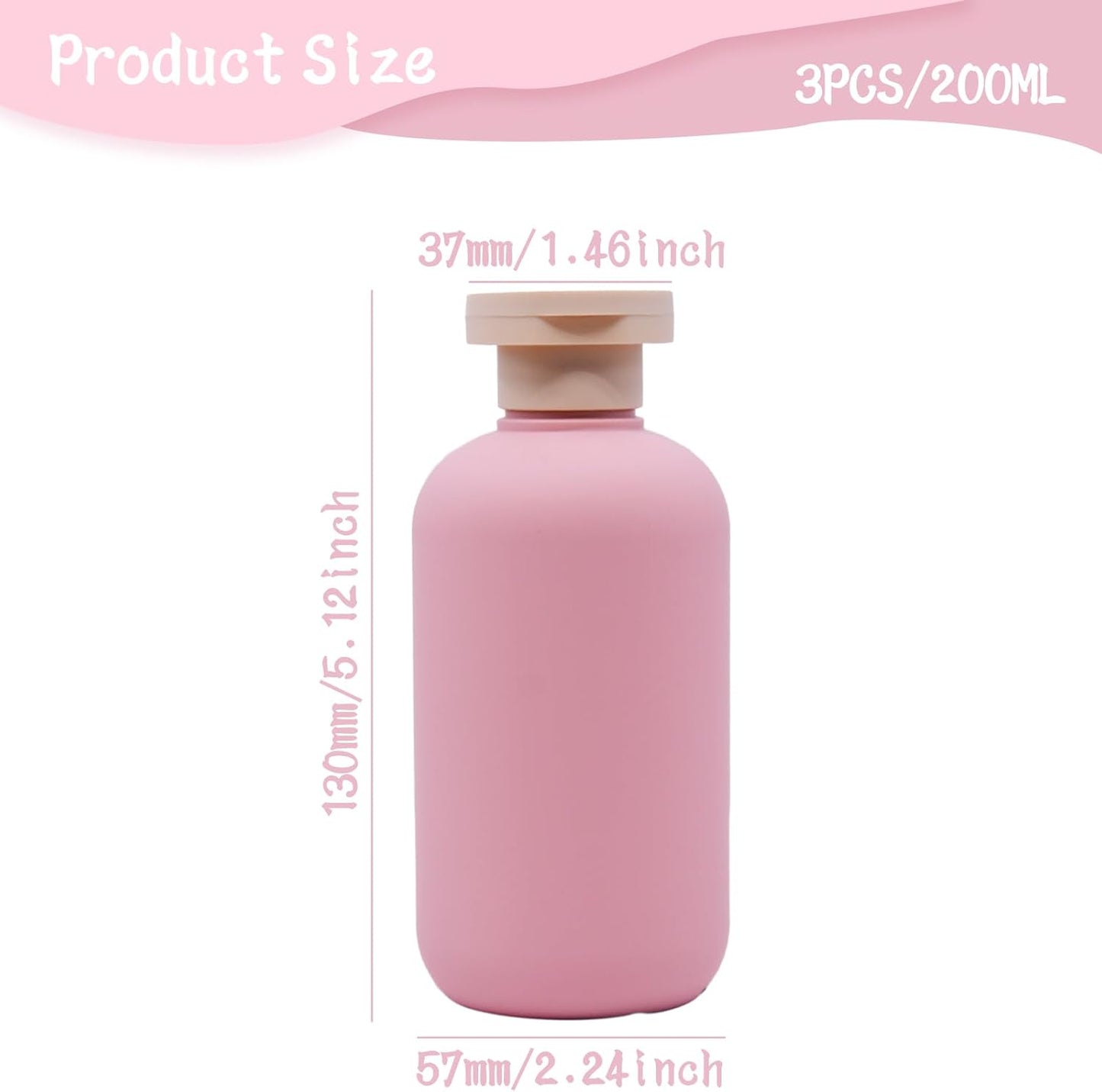 3-Pack Leakproof Travel Bottles - 6.8 oz Squeeze Shampoo & Lotion Containers with Locking Flip Caps, Food Grade HDPE/PP, for Toiletries, Gym, Camping (Green, Blue, Pink)