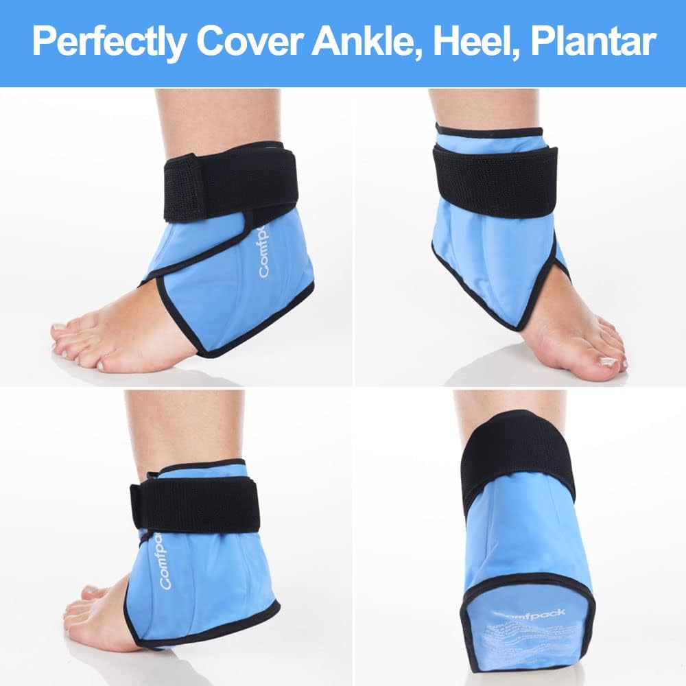Ankle Ice Pack Wrap for Swelling, Heel Ice Pack for Pain Relief, Hot Cold Therapy Cold Pack for Plantar Fasciitis, Achilles Tendonitis, Ankle Sprain, Foot Pain, 2Packs
