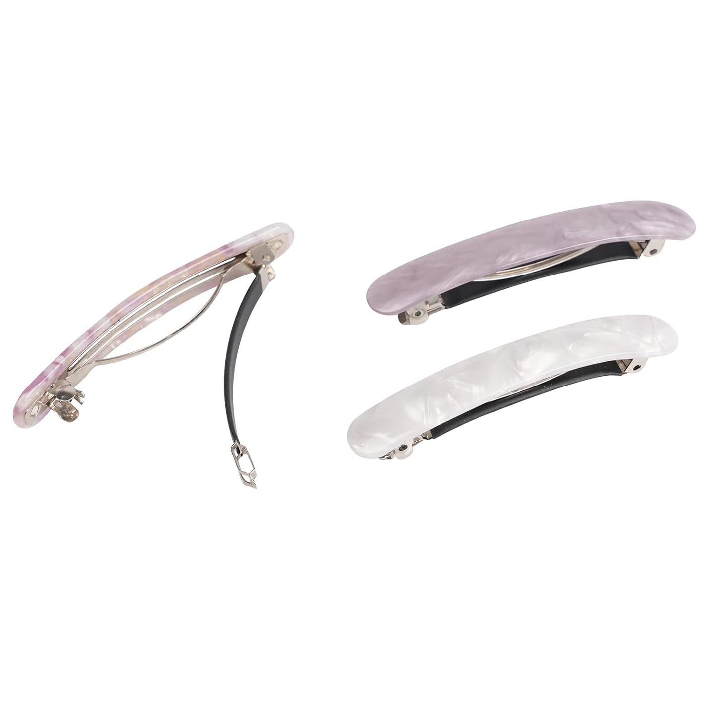 3PCS Women's Hair Barrettes: Tortoise Shell Automatic Clips for Thick/Medium Hair, Retro Clasp (Sakura Pink, Ivory, Lavender)