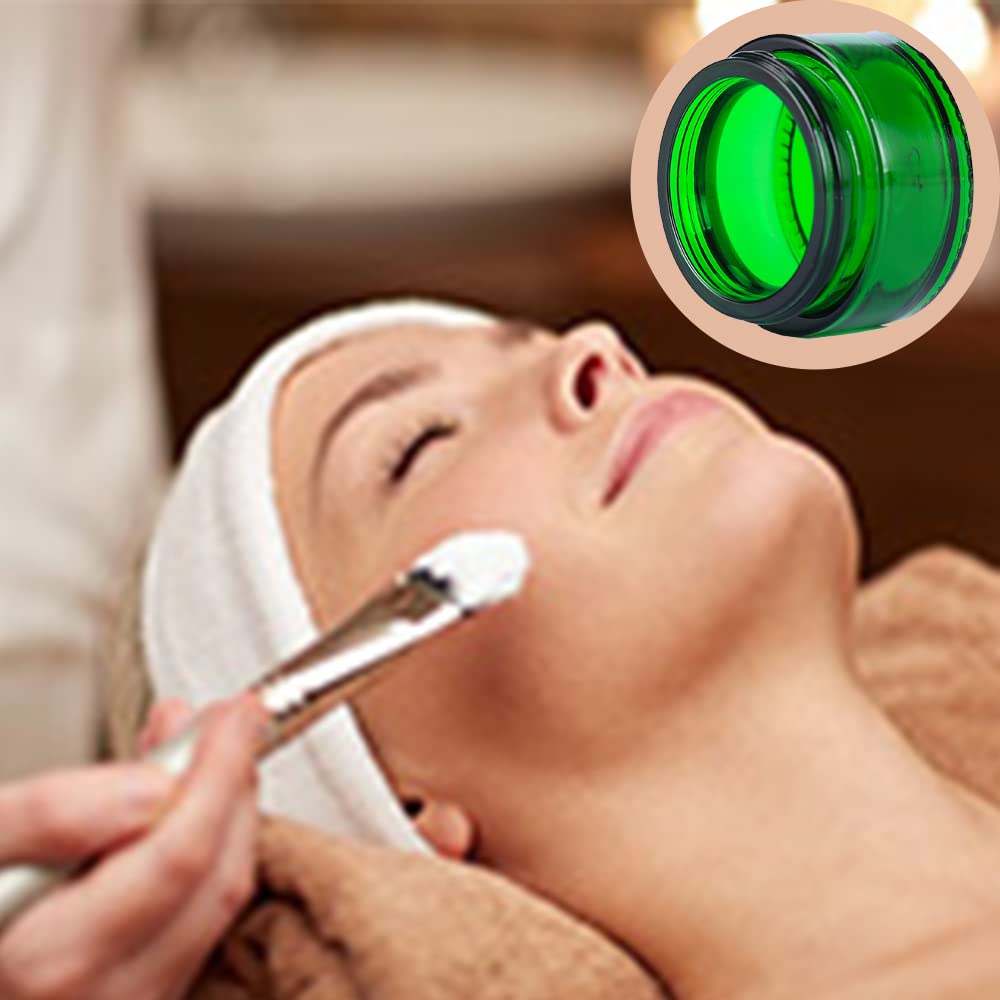 1PCS 1 oz Glass Container Jars with Lids, Empty Cosmetic Round for Cream, Lotion (Green)