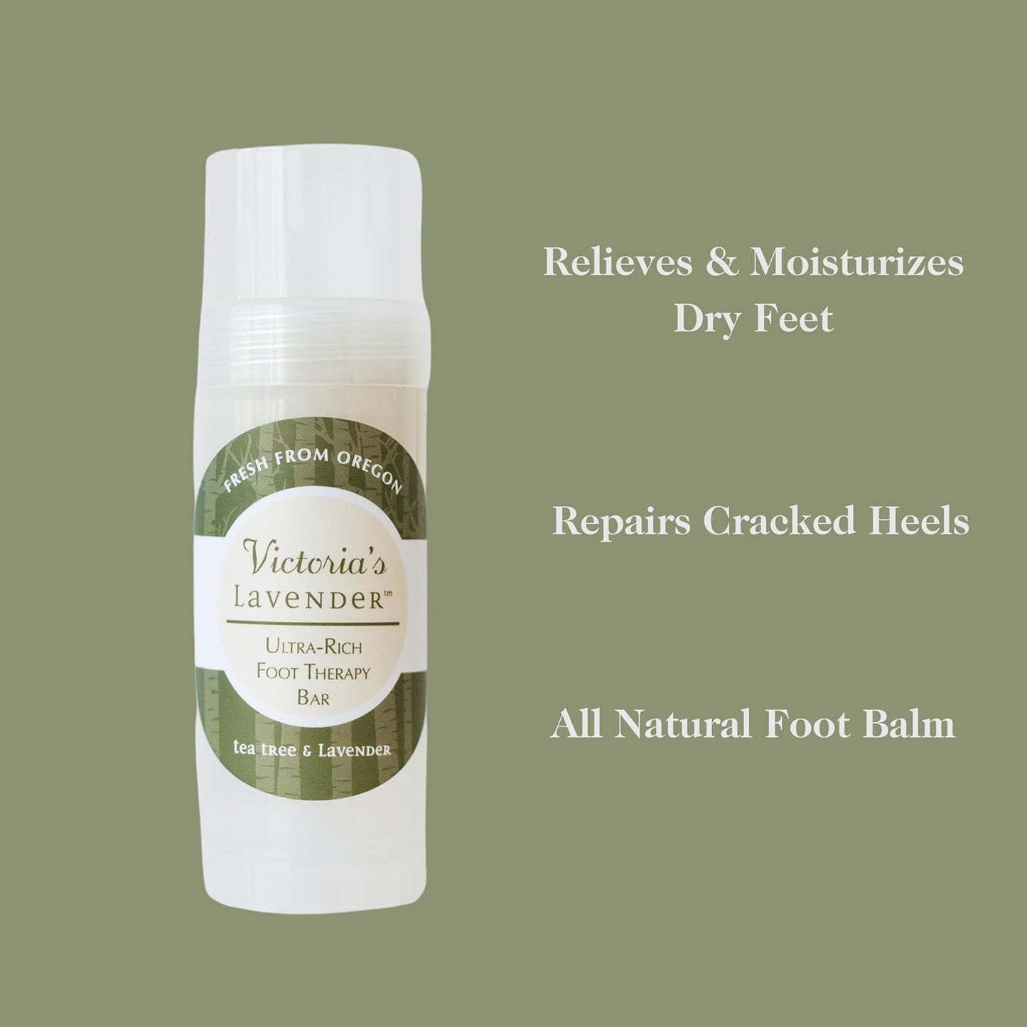 Victoria's Lavender Ultra Rich Foot Balm for Dry Cracked Feet – Heel Repair & Softener with Tea Tree Oil & Lavender – Dry Heels Treatment for Women & Men – Made in USA Foot Balm Stick - 2 Pack (2.5Oz)