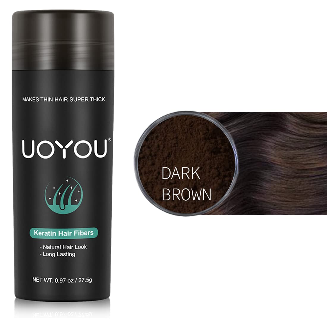 DARK BROWN Hair Fibers for Thinning Hair 27.5g Bottle | Undetectable & Natural Keratin Hair Fibers Concealer for Hair Loss for Men and Women | Hair Building Fibres Powder [DARK BROWN Hair Fiber]