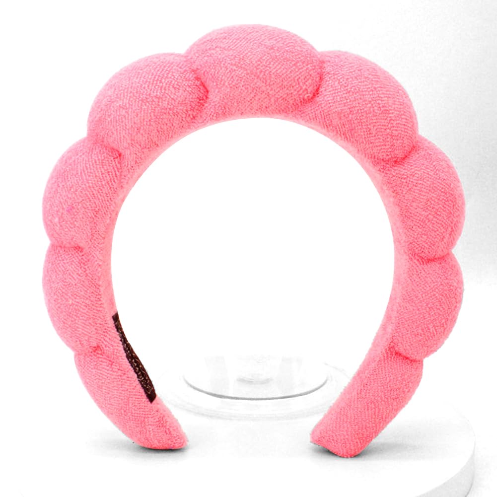 Spa Headbands for Facial Treatments, Makeup Application, and Face Washing - Terry Cloth Headbands with Puffy Design for Skincare and Mask Application
