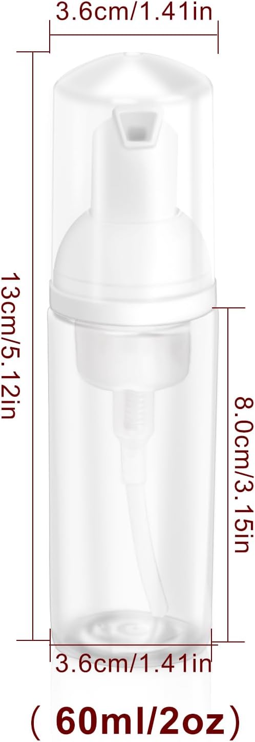 2oz Plastic Foam Pump Bottle, Empty Bottle Travel Foaming Dispenser for Hand Soap, Shampoo (3Pcs, 60ml) (Clear+Green+Pink)