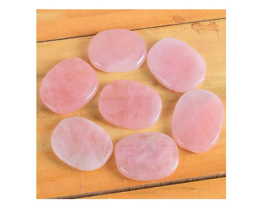 7 Pieces Natural Rose Quartz Massage Stones Set for Professional or Home Spa, Smooth and Natural Massage Stones (Rose Quartz)