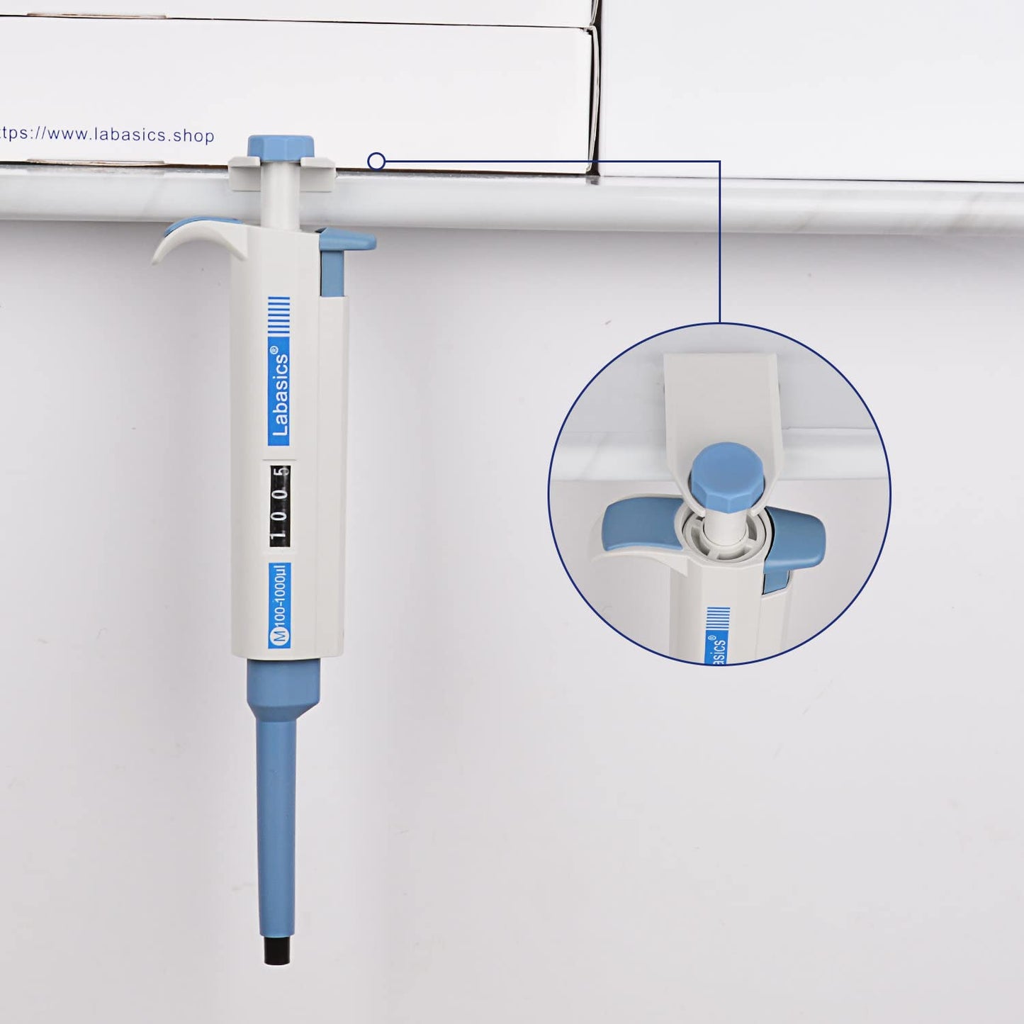 Labasics Single Channel Pipettor Controller, Adjustable Variable Volume Micropipette Pipette Pipet with Replaceable Tip Cone for Laboratory Research, 100-1000 µL
