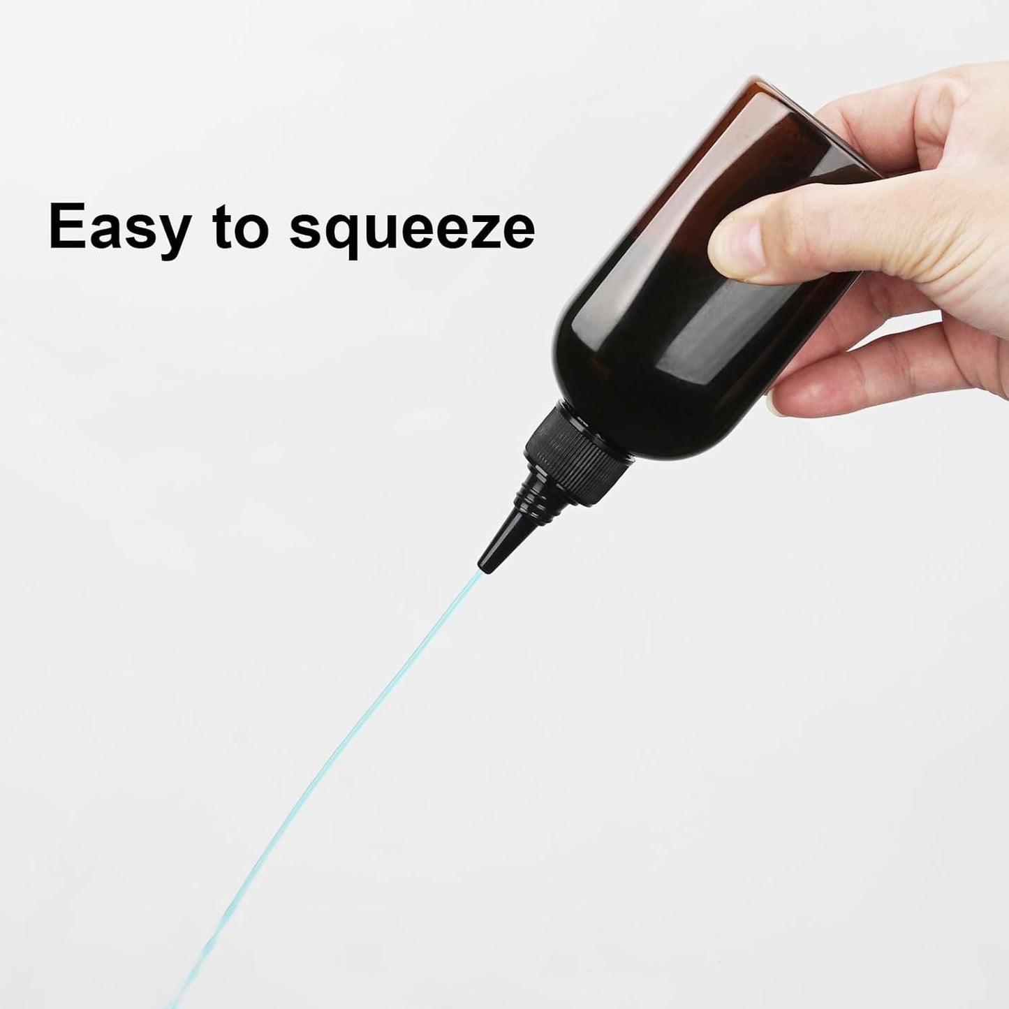 Cosywell Paint Bottles 4Pack 100ml/3.4oz Empty Squeeze Bottles Leak-Proof Plastic Hair Oil Applicator Bottle with Cap Paint Storage Containers for Paint Art Crafts Shampoo Liquids(Brown)