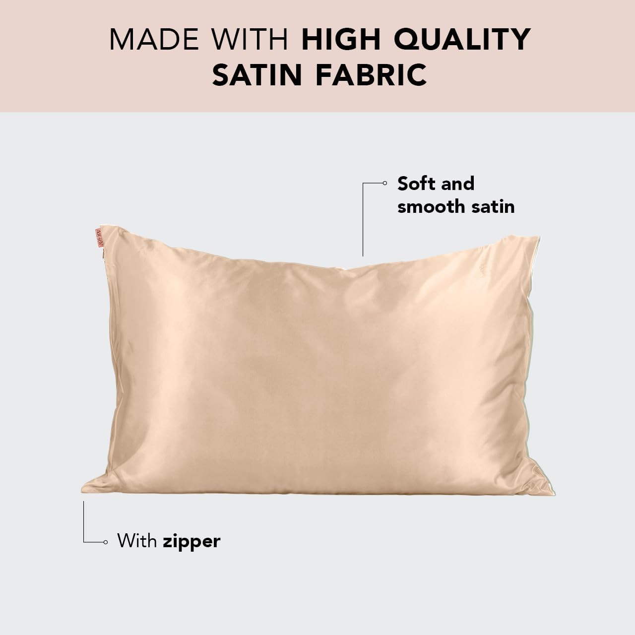 Kitsch Satin Pillowcase, Softer Than Silk Pillow Cases King, Cooling Pillow Covers, Satin Pillowcase with Zipper for Hair, Skin & Quality Sleep, Wrinkle-Free & Smooth, King Size 19"x36", Champagne