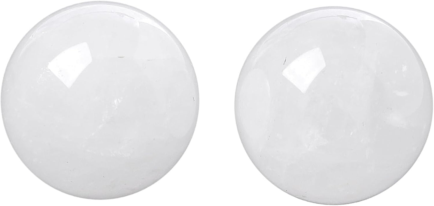 Hand Exercise Balls 30mm for Women - Set of 2 Natural Crystal Stone Spheres - Finger Joint Relief & Stress Relax, Perfect Size for Women's Hands, Rock Quartz