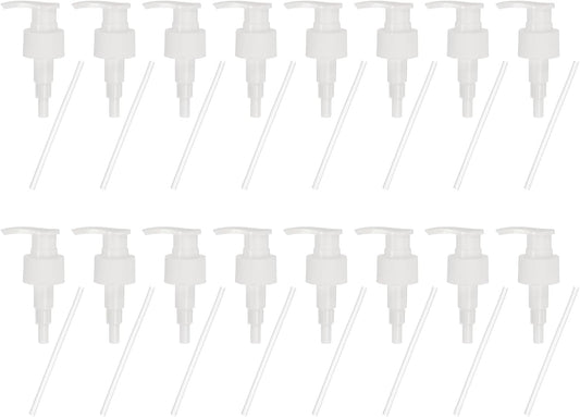 uxcell 16 Pcs Soap Dispenser Pump Heads Soap Dispensers Top Pumps Replacement Switch Pumphead for Standard 24/420 Neck Size Lotion Shampoo Bottle, White
