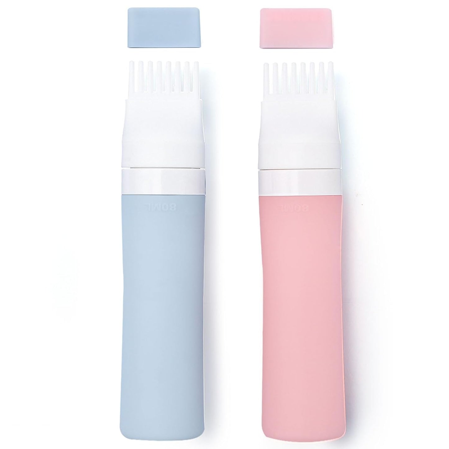 2 Packs Silicone Hair Oil Applicator, 2.7 Ounce Root Comb Applicator Bottle for Hair Dye, Hair Dye Comb Brush, Scalp Oil Applicator Bottle