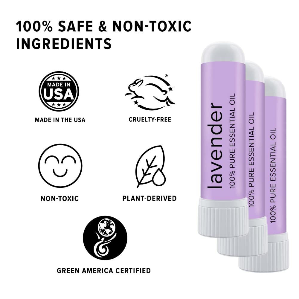 MOXĒ Lavender Essential Oil Nasal Inhaler, Therapeutic No-Mess Aromatherapy, Relaxation, Naturally Calming, Before Sleep Routine, Uplifts Mood, Pure and Undiluted, Made in USA (3 Pack)