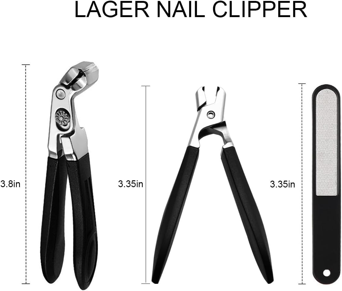 Nail Clippers for Seniors, Wide Jaw Fingernail Clippers and Angled Head Toenail Clippers for Thick Nail, Professional German Nail Clippers for Men, Women & Pregnant (Black 2)