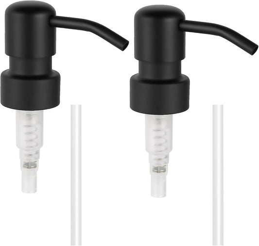 Stainless Steel Black Soap Dispenser Pump,28MM Soap Pump Replacement for Sanitizer, Lotion, Shampoo, Conditioner (2 Pack)