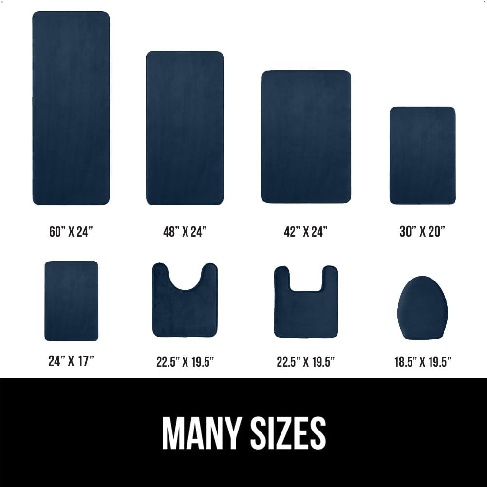 GORILLA GRIP Memory Foam Bath Rugs, Soft Absorbent Velvet Bathroom Mats, Durable Dots on Underside, Machine Washable Bathmat, Carpet Rug Room Decor for Shower Floor, 30x20 Mat, Navy Blue