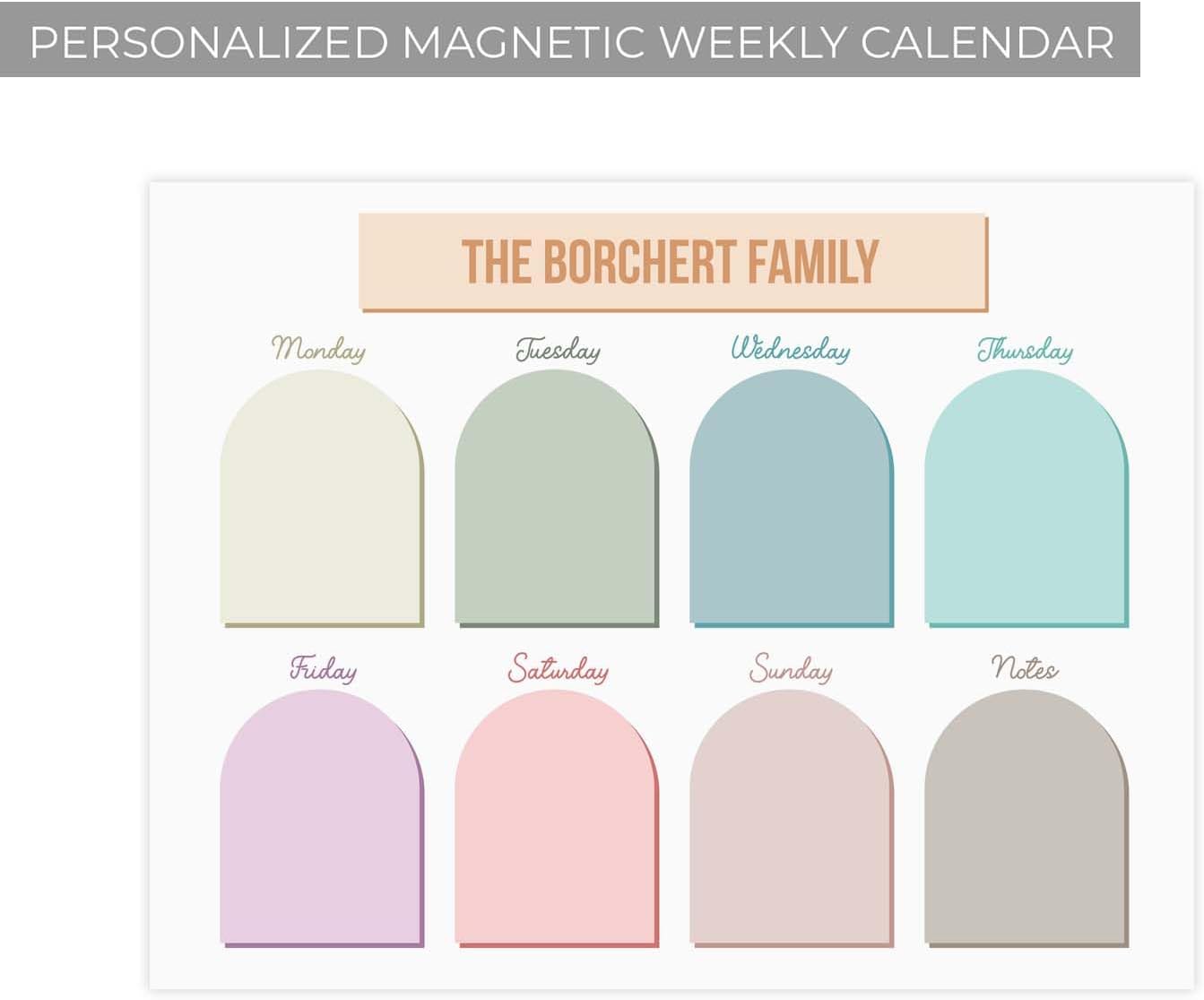 Personalized Pink Magnetic Weekly Calendar / 11" x 8.5" Trendy Task Tracking Custom Weekly Planner Magnet/Made In The USA