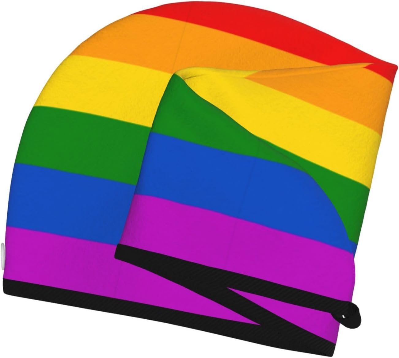 Gay Pride Rainbow Hair Towel Wrap Microfiber Fast Drying Hair Turban with Buttons for Women Drying Curly, Long & Thick Hair