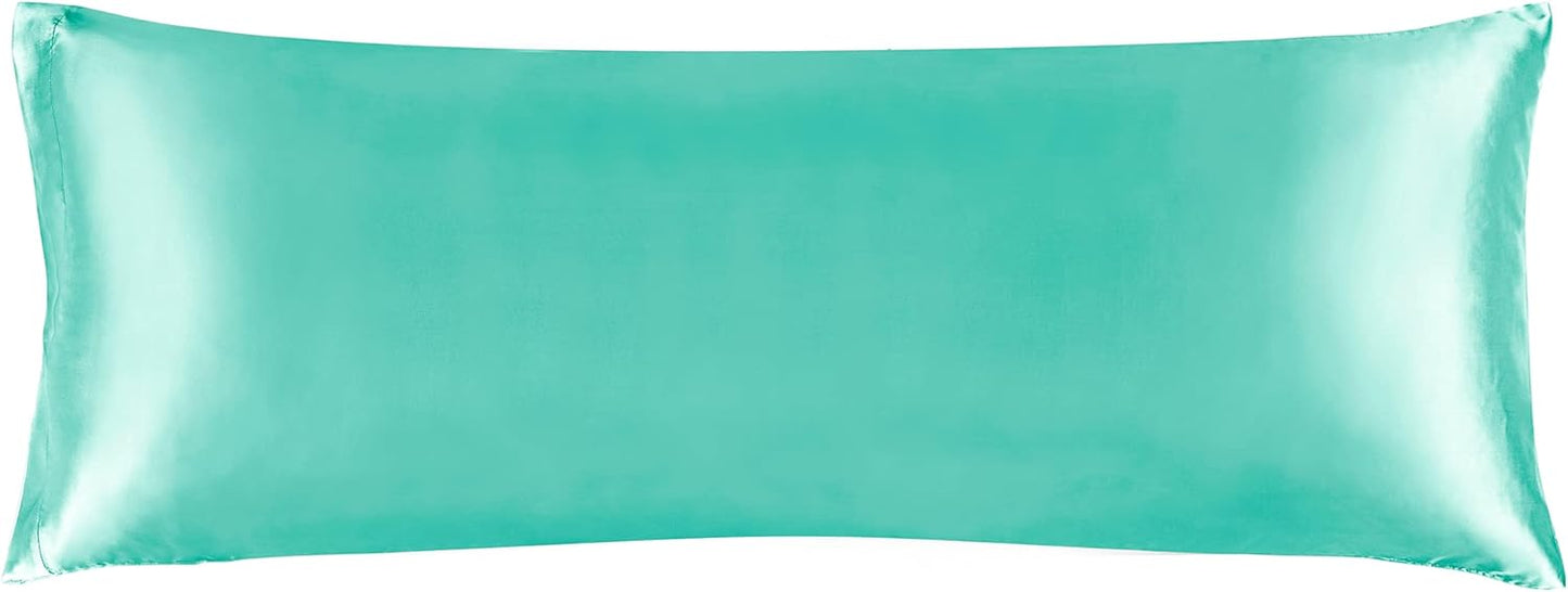 BEDELITE Satin Body Pillow Cover, Super Soft and Cooling Body Pillow Pillowcase for Hair and Skin, Breathable Silky Full Long Pillowcase Cover(20"x54", Turquoise)