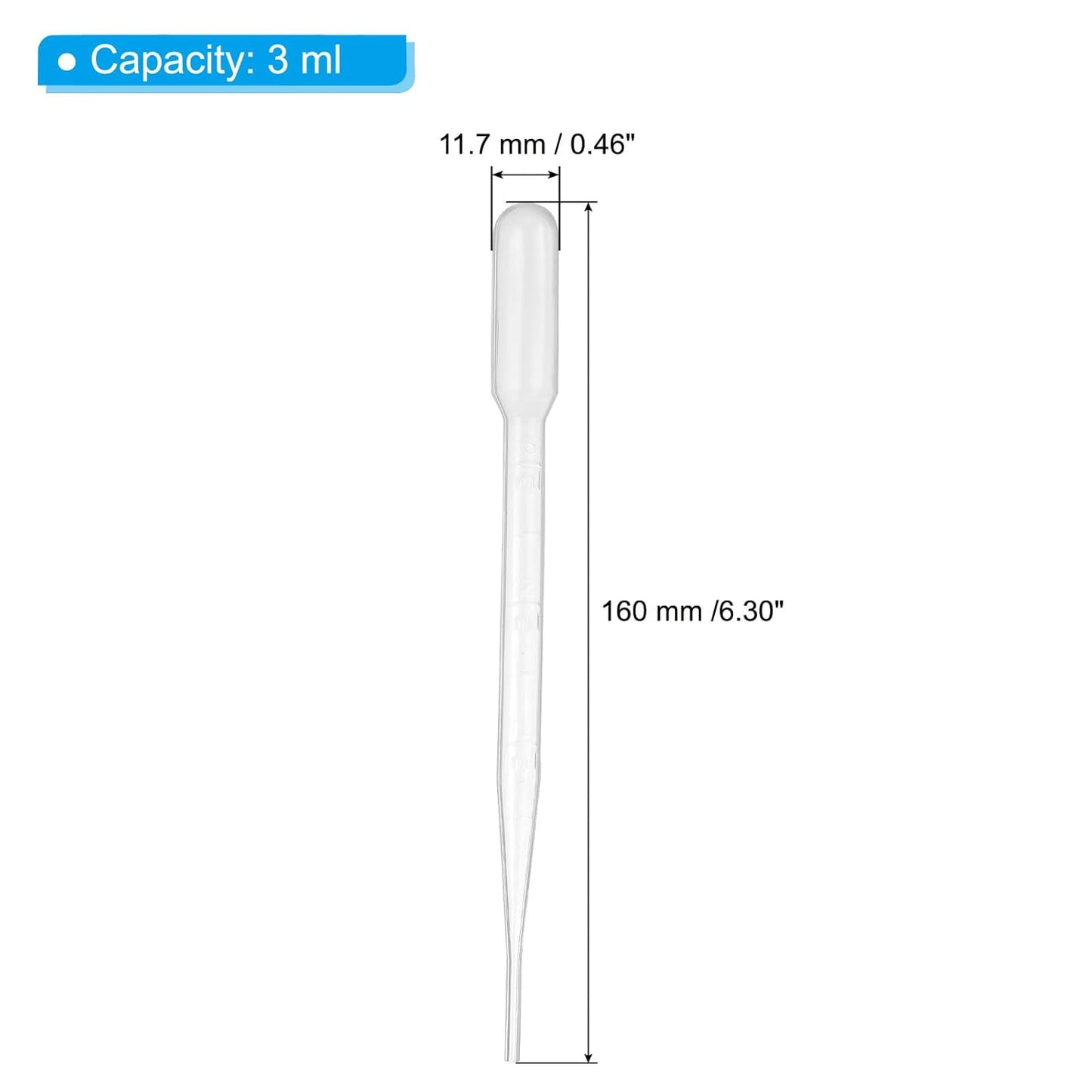 PATIKIL 3ml Pipettes Dropper, 24pcs Plastic Pipettes Disposable Pipette Transfer Pipette Calibrated Plastic Eye Dropper with Scale for Science Laboratory Resin DIY Crafts Makeup Oil