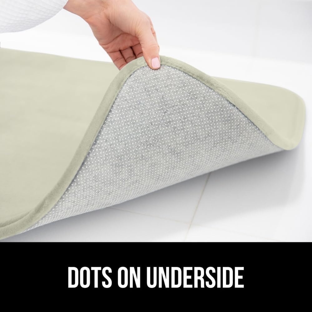 GORILLA GRIP Thick Memory Foam Toilet Rug for Bathroom, U Shaped Washable, Soft Absorbent Velvet Topside Floor Mats, Machine Wash, Cushioned Luxury Mat Rugs for Bath Room, 22.5 x 19.5, Sage