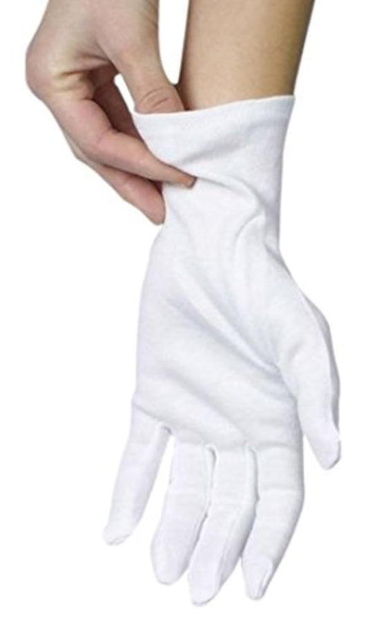Cotton Gloves - 3 Pairs White, Moisturizing Night Gloves for Dry Hands, Size L