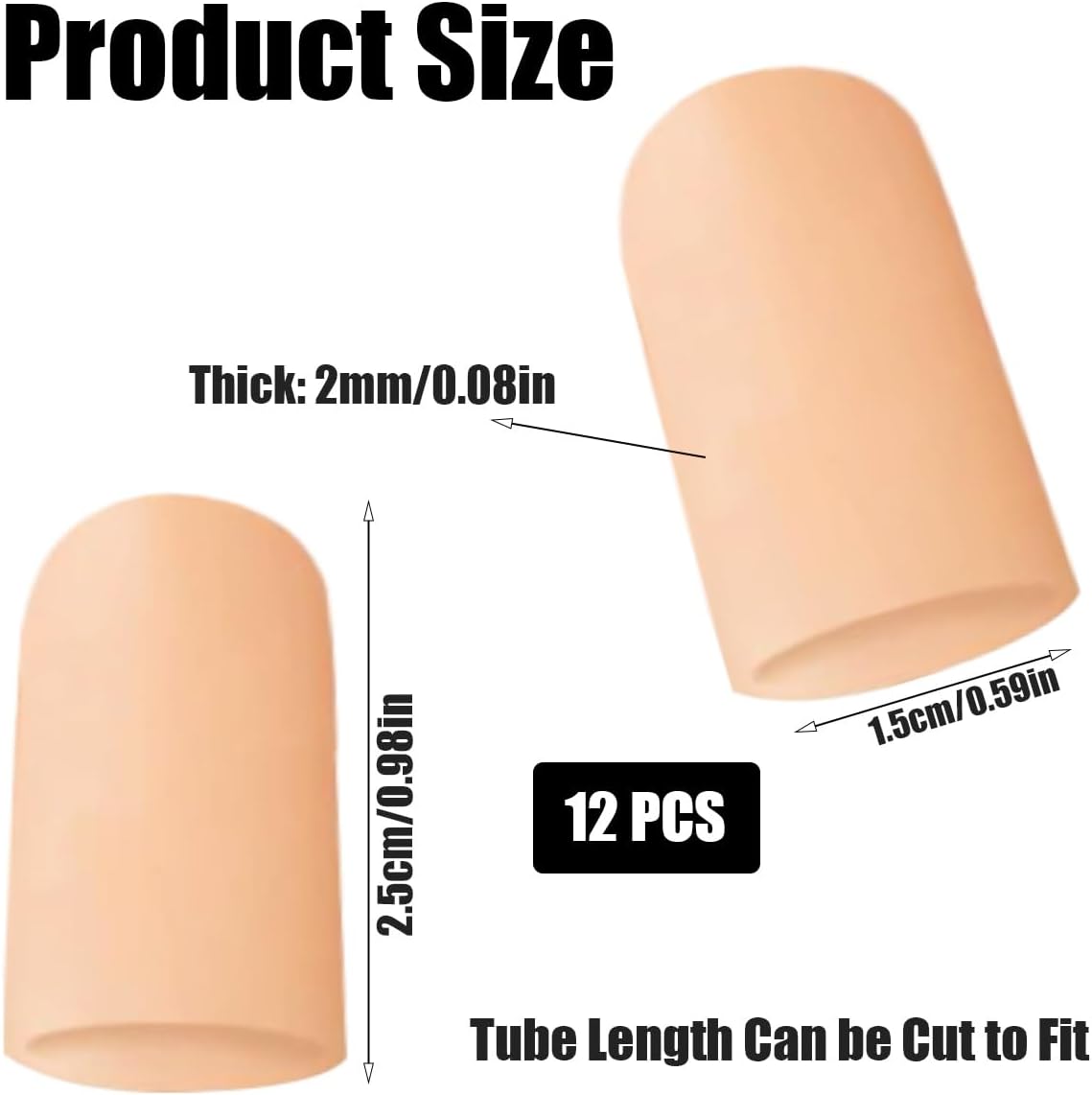 12 PCS Gel Toe Protectors for Men and Women to Protect and Cushion Corns, Calluses, Toe Blisters, Hammer Toes, Ingrown or Missing Toenails, Relieve Foot Pain (Beige, S)