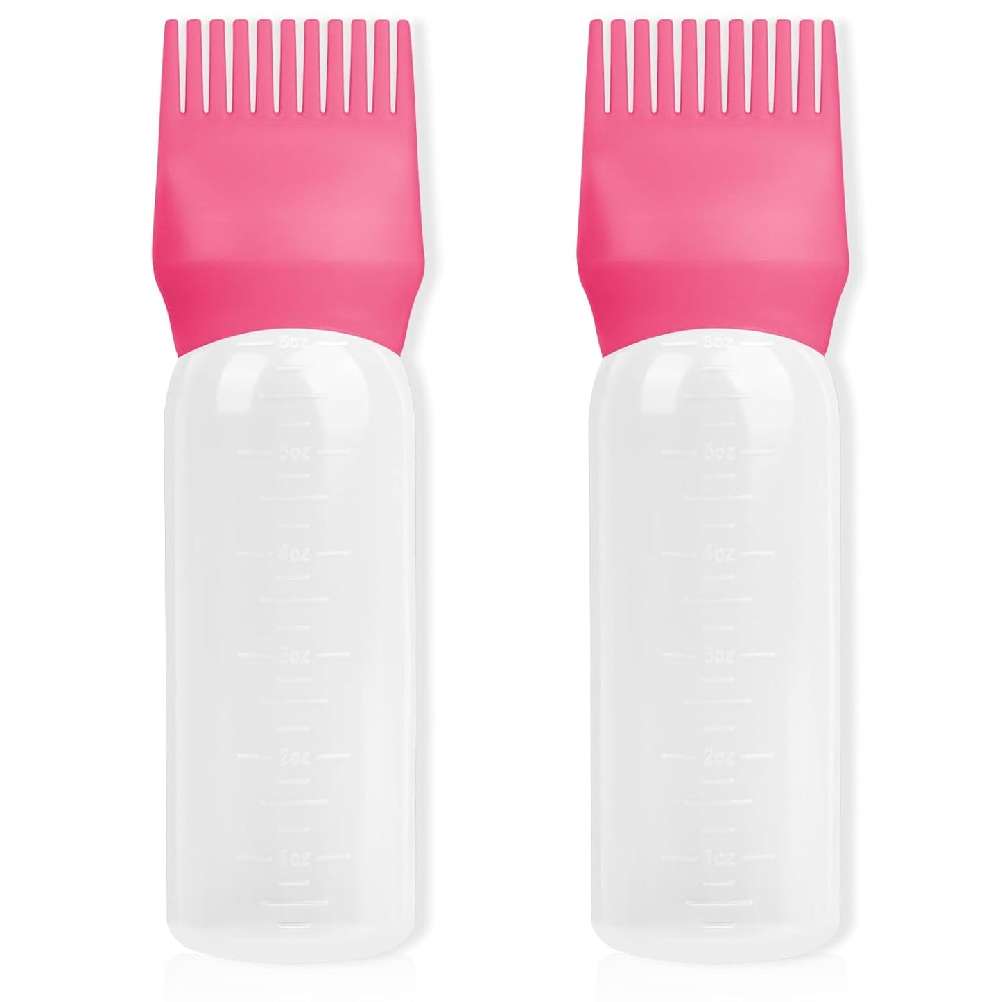 BLAAROOM Root Comb Applicator Bottle 6 Ounce, 2 Pack Hair Oil Applicator with Root Comb Brush - Dark Pink