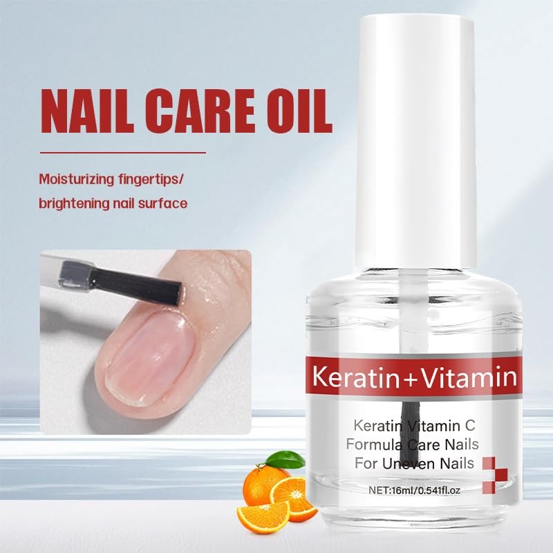 Keratin + Vitamins C Nail & Cuticle Oil, Keratin Protein Nail Moisturizes And Strengthening Care, Impove Cracked Nails & Rigid Cuticles, Deep Moisture For Nails And Cuticles For Nail Growth