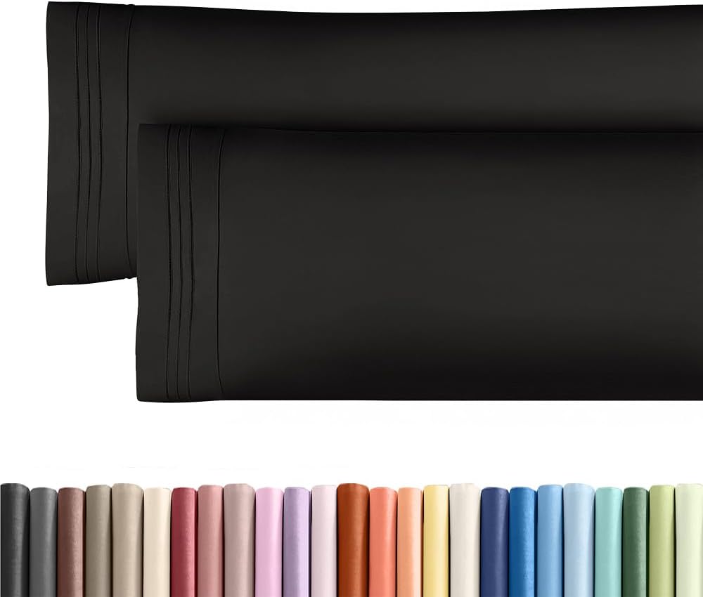Long Pillowcases - Body Pillow Cover - Long Pillow Insert for Sleeping, Side Sleepers - Soft & Breathable Body Pillow Case with Envelope Enclosure - Comfy, Cozy & Machine Washable - 20" x 54" (Black)