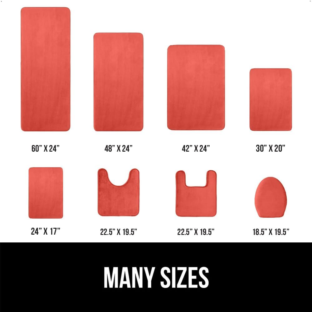 GORILLA GRIP Memory Foam Bath Mat, Soft Absorbent Velvet Bathroom Mats, Durable Dots on Underside, Machine Washable Bathmat, Carpet Rug Room Decor for Shower Tub Floor RV, 36x24 Rugs, Coral