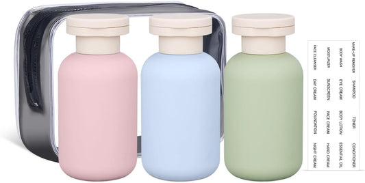 ASEVAT 3.4 oz Plastic Leak Proof Travel Bottles for Toiletries, TSA Approved Travel Size Containers, Plastic Refillable Squeeze Bottles for Shampoo, Lotion & Body Wash (3Pcs)