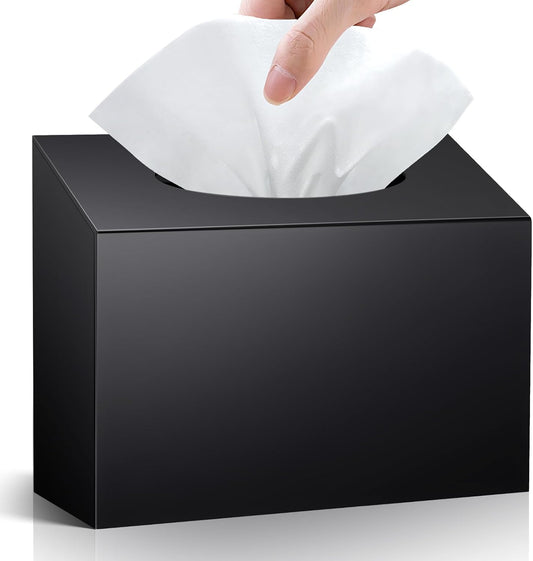 Acrylic Hand Towel Box Cover Compatible with Kleenex Disposable Hand Towels Wall-Mounted Paper Towel Dispenser Suitable for Tabletop, Bathroom, Car, and Office Use (Black)