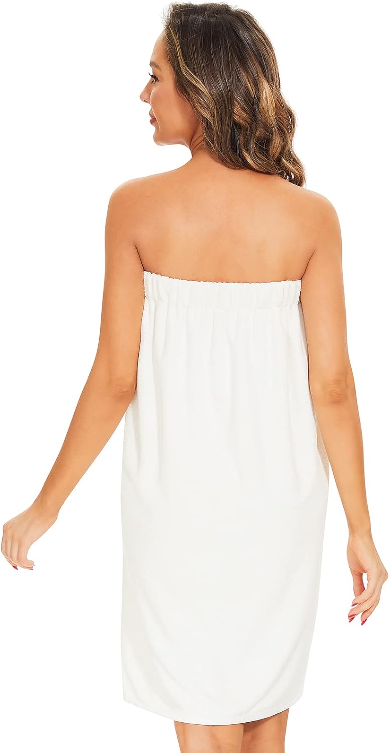 Knuffnee Women Bath Towel Robe Spa Body Wrap Shower Bathrobe Adjustable Snap Closure
