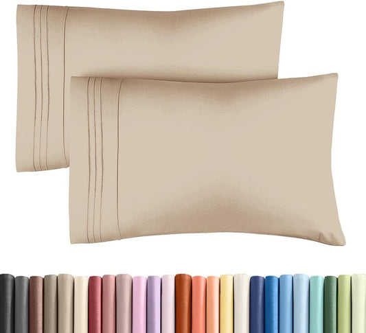 King Standard Pillow Cases Set of 2 - Ultra-Soft Hotel Quality Pillowcase Covers - Comfy, Cozy & Fade Free - Wrinkle Resistant - Machine Washable Pillow Protectors - 2 Piece Set - King Standard Cream