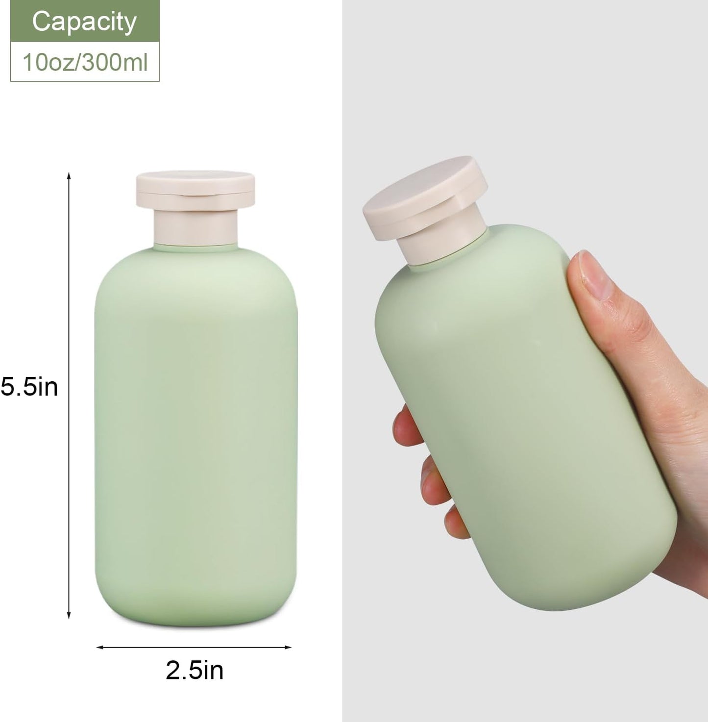 Travel Shampoo Bottle, Empty Plastic Squeeze Bottles 10oz with Flip Cap, Lotion Container for Tavel Size Shampoo and Conditioner