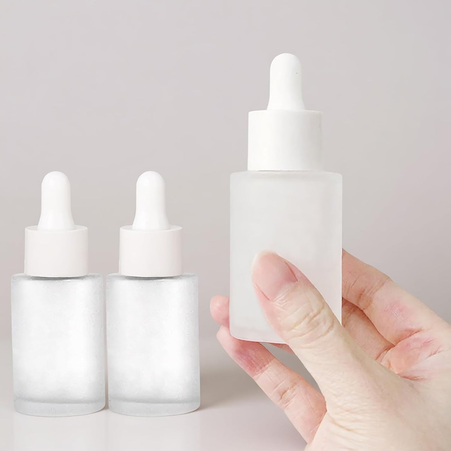 12 Pack 1 oz Frosted Glass Dropper Bottle Essential Oils Bottle with Glass Eye Droppers,for Serum Essence Oil,Perfumes,Liquids (Frosted, 1oz)