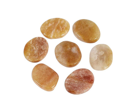 7 Pieces Natural Massage Stones Set for Professional or Home Spa, Smooth and Natural Massage Stones (Yellow Jade)
