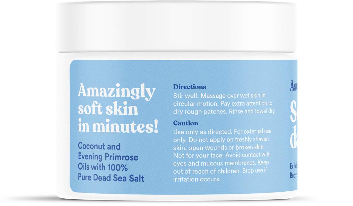 ASUTRA Dead Sea Salt Essential Oil Body Scrub Exfoliator (Revitalizing Coconut), 16 oz - Ultra Hydrating, Gentle, & Moisturizing - Coconut and Evening Primrose Oils