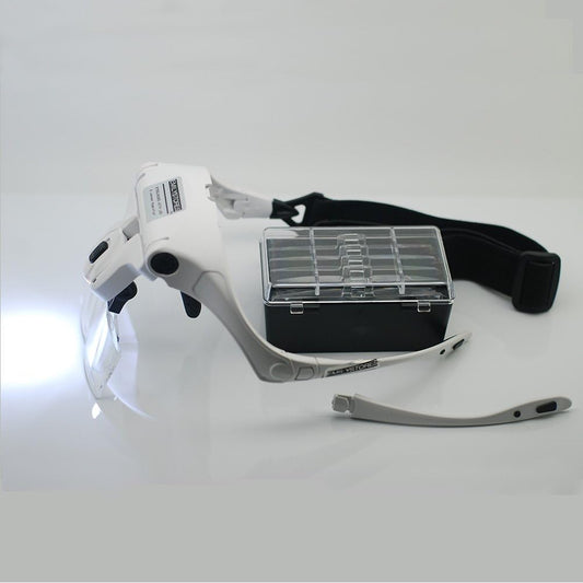 LED Light Glasses Helmet Magnifier for Eyelash Extensions Glasses Nail Art Tattoo with 5 Lenses Magnifier (1.0X 1.5X 2.0X 2.5X 3.5X)