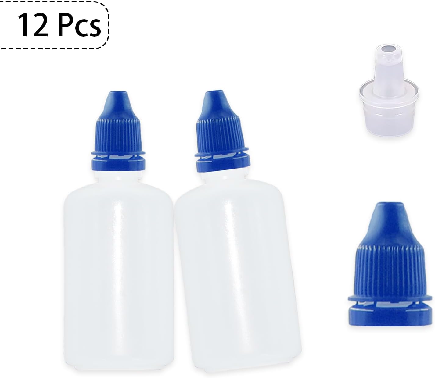 12 Pcs Dropper Bottles, 50ml/1.7 oz Empty Squeezable Small Mouth Dropper Bottle, Liquid Dropper Bottle with Blue Cap