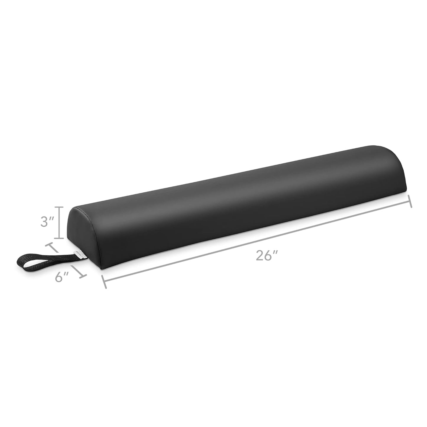 Saloniture Half Round Massage Table Bolster Pillow Pad - 26 x 6 x 3 Inch - Black
