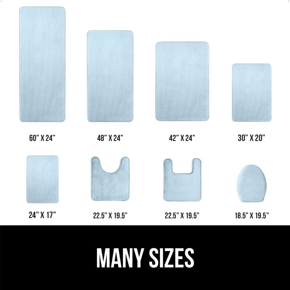 GORILLA GRIP Memory Foam Bath Rugs, Soft Absorbent Velvet Bathroom Mats, Durable Dots on Underside, Machine Washable Bathmat, Carpet Rug Room Decor for Shower Floor, 30x20 Mat, Light Blue
