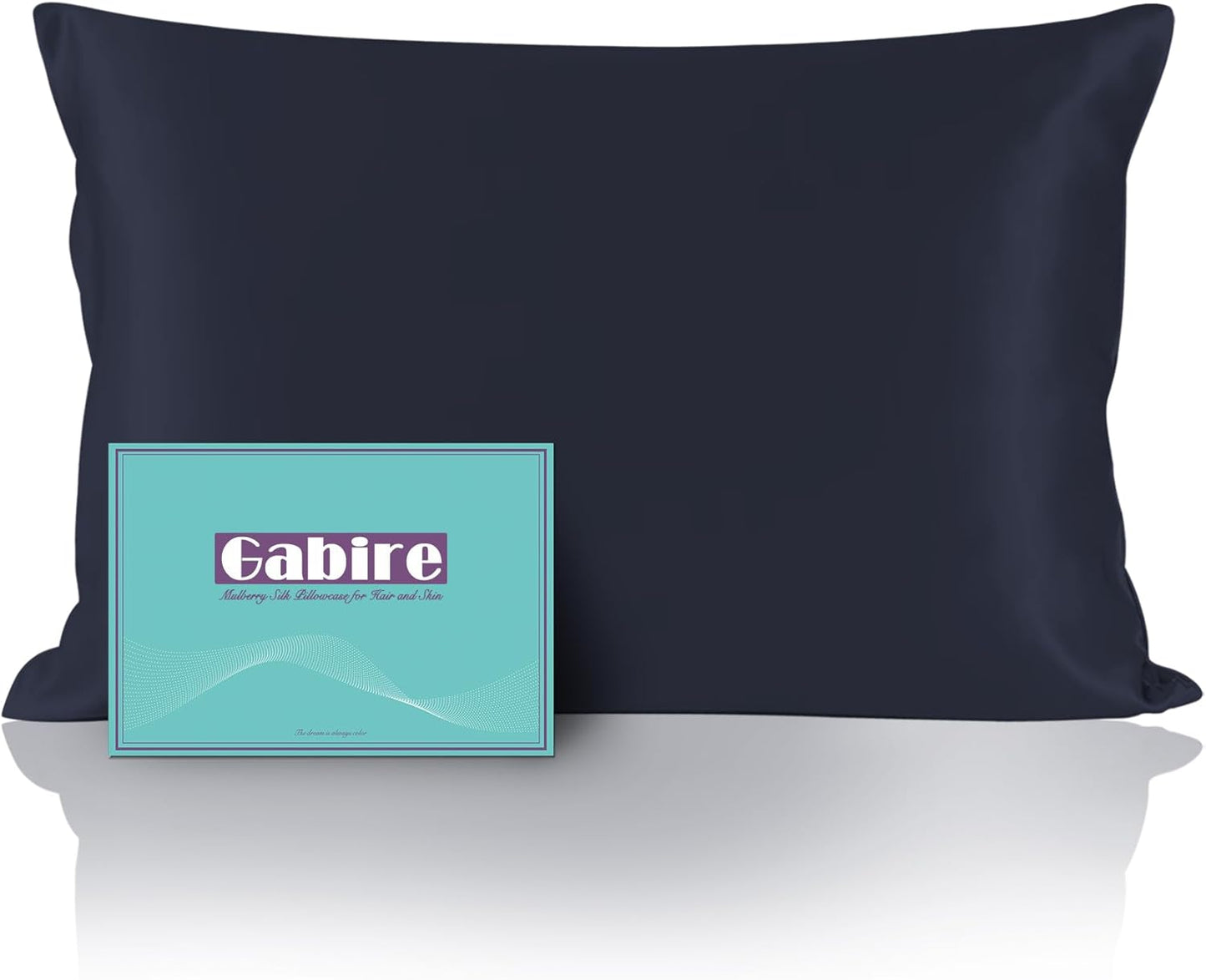 Mulberry Silk Pillowcase for Hair and Skin Prevent Acne Pillowcase Both Sides Real Silk Pillowcases Organic Silk Pillowcase with Hidden Zipper, Navy Blue, Standard (20"×26")