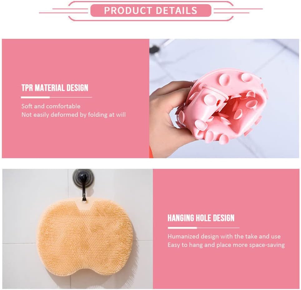 Silicone Shower Foot Scrubber Mat, Upgraded Wall Mounted Slip Suction Cups Foot Scrubber Cleaner, 2025 New Foot Back Cleaning Pad Back Washer Back Exfoliating Bath Wash Pad (Khaki)