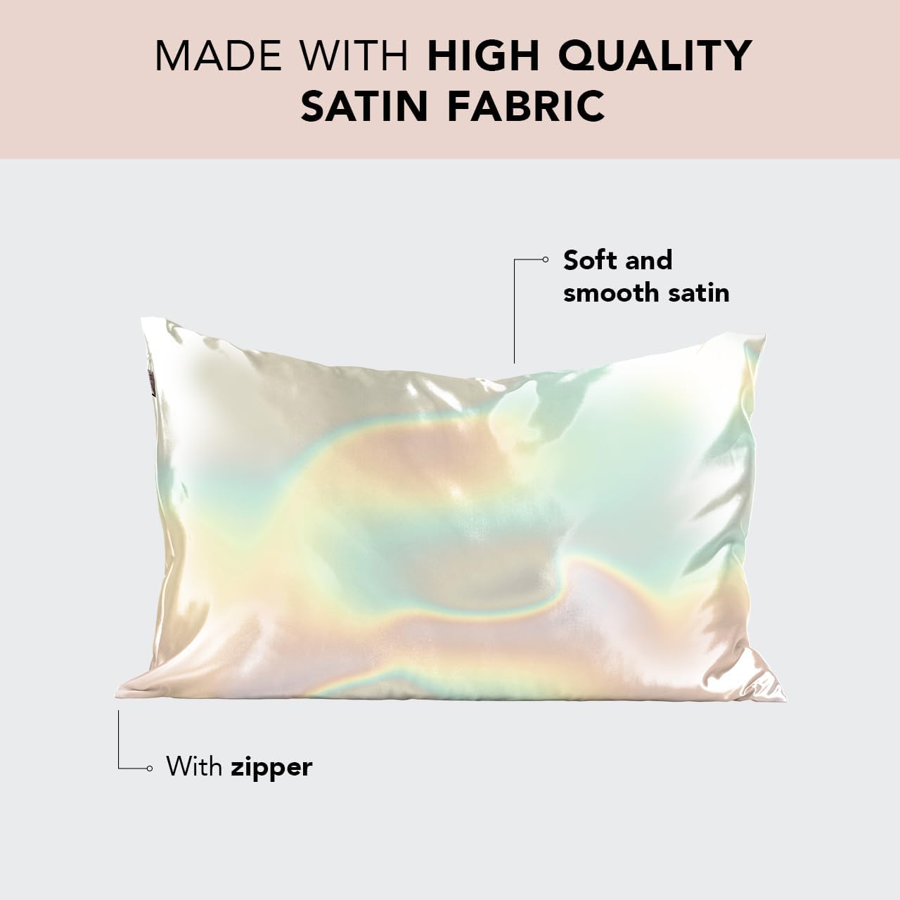 Kitsch Satin Pillowcase with Zipper for Hair & Skin, Softer Than Silk Pillow Cases Queen, Wrinkle-Free, Smooth and Cooling Satin Pillow Covers, Standard Size 19"x26" - Aura, 2pcs
