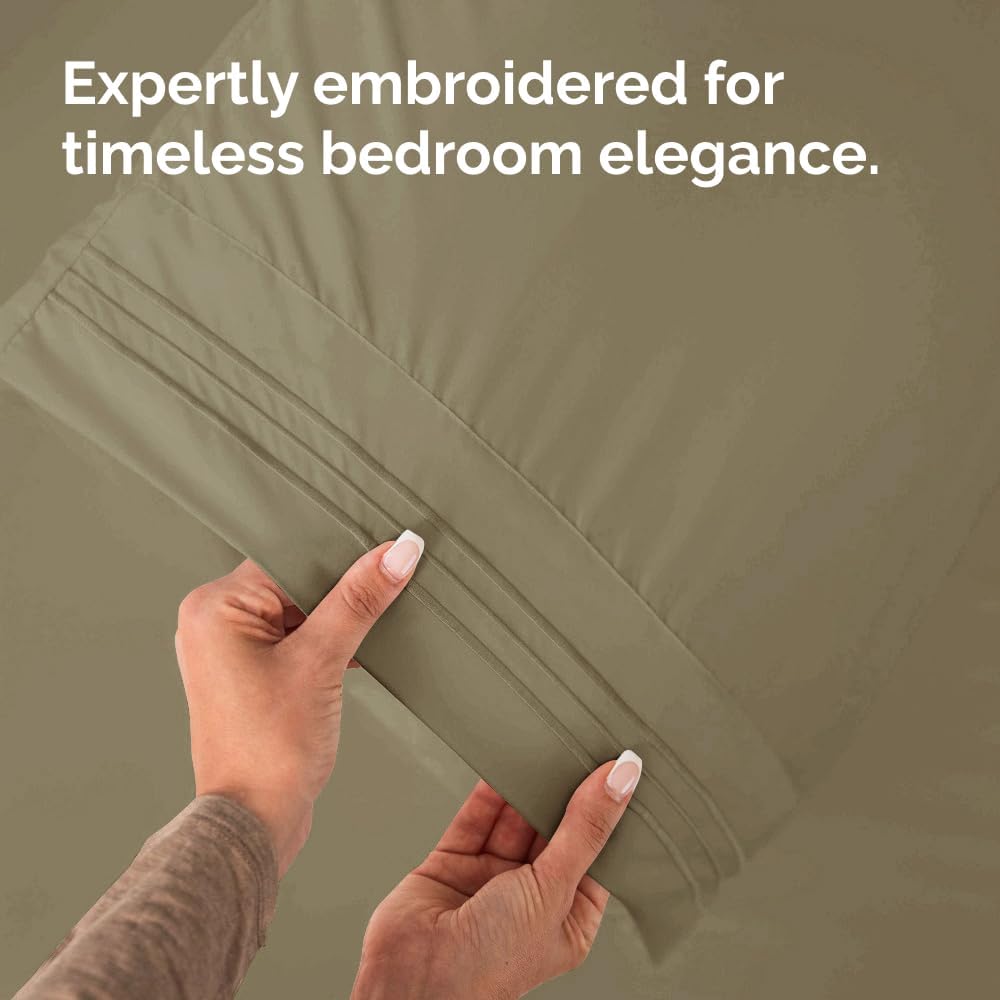 King Pillow Cases Set of 4 - Ultra Soft Hotel Quality Pillowcase Covers - Comfy, Cozy & Wrinkle Free - Shrinkage, Stain and Fade Resistant - Machine Washable Pillow Protectors - 4 Piece Set - Khaki