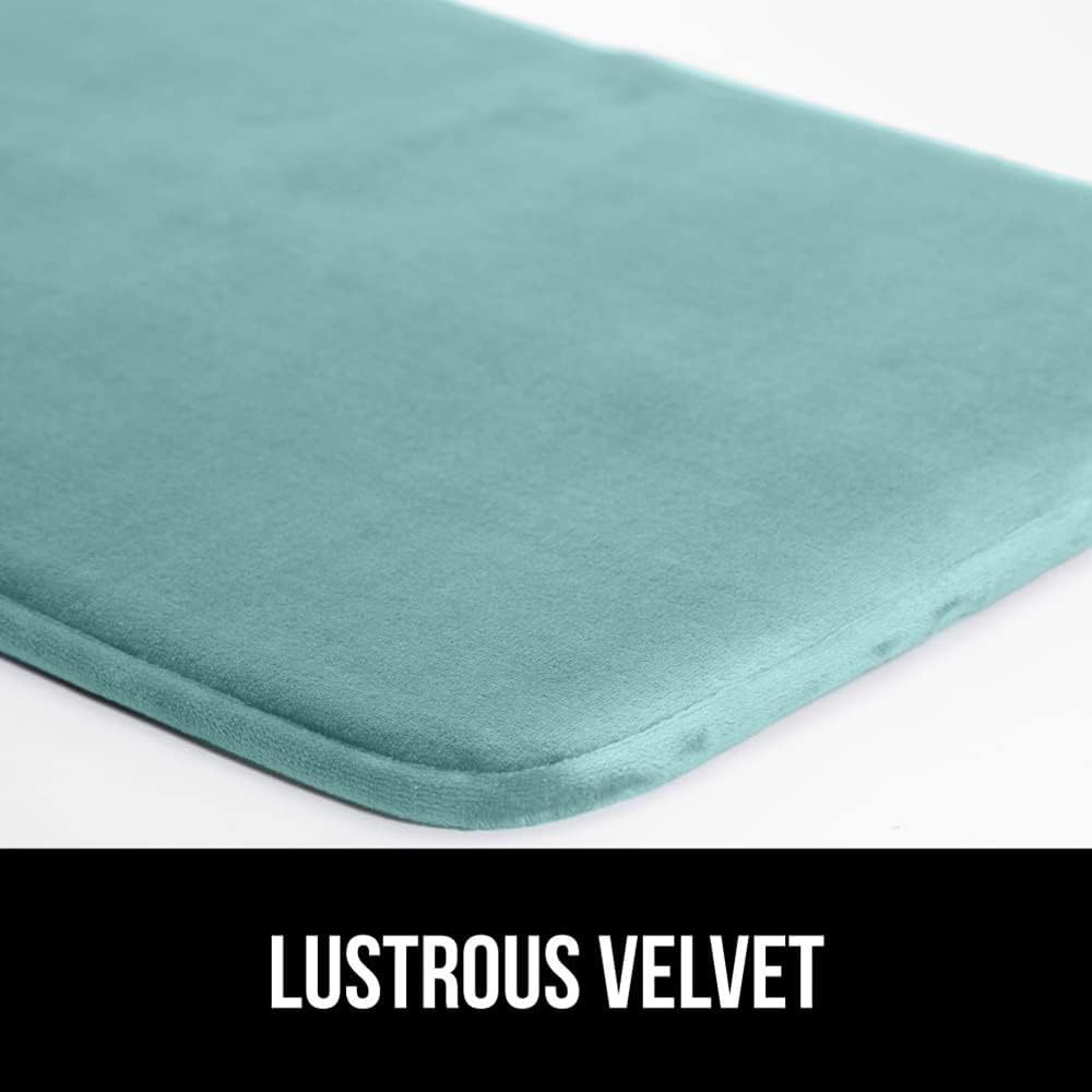 GORILLA GRIP Memory Foam Bath Mat, Soft Absorbent Velvet Bathroom Mats, Durable Dots on Underside, Machine Washable Bathmat, Carpet Rug Room Decor for Shower Tub Floor RV, 36x24 Rugs, Seablue