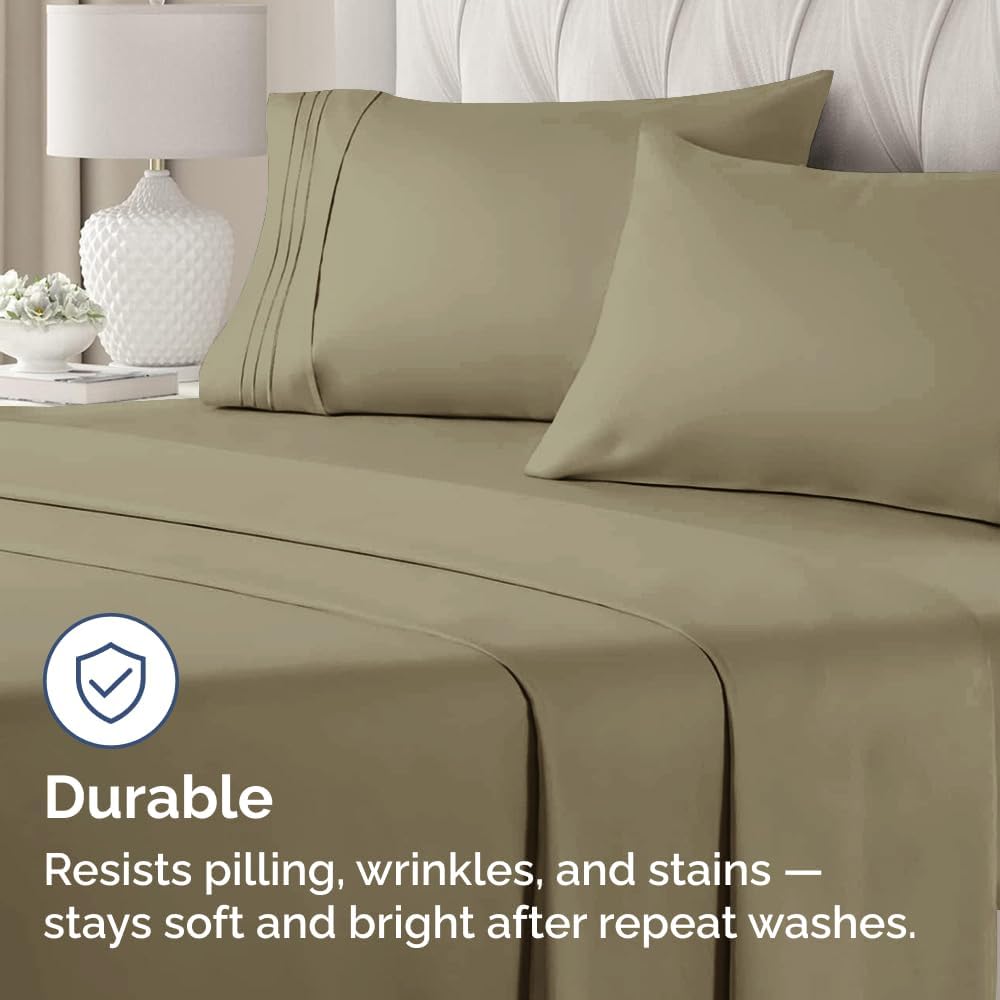 King Pillow Cases Set of 2 - Ultra Soft Hotel Quality Pillowcase Covers - Comfy, Cozy & Wrinkle Free - Shrinkage, Stain and Fade Resistant - Machine Washable Pillow Protectors - 2 Piece Set - Khaki