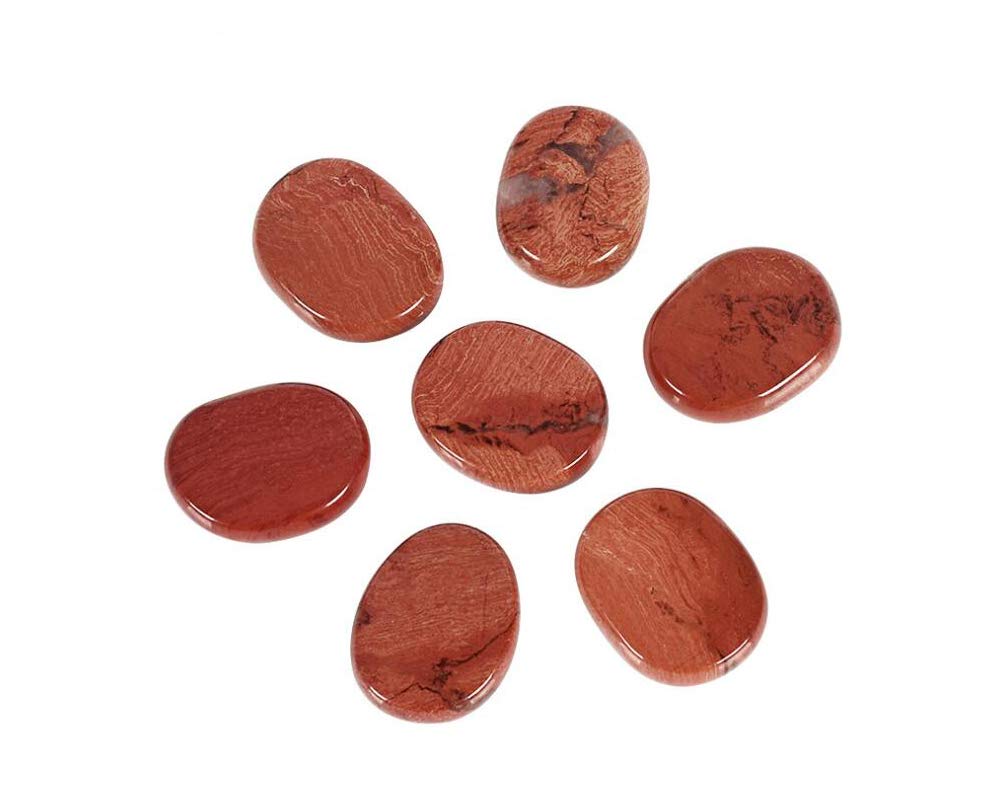 7 Pieces Natural Massage Stones Set for Professional or Home Spa, Smooth and Natural Massage Stones (Ruby Stone)
