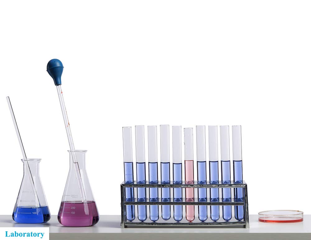 2PCS 10ml Glass Graduated Droppers Lab Pipettes Dropper Liquid Pipette with 2 Rubber Caps 2PCS 20CM Glass Stir Rod and Droppers Brush